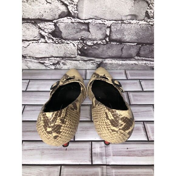 Giuseppe Zanotti Ivory Cream SnakeSkin Leather Pointed Strap Heels Women Sz 37EU - Picture 9 of 16